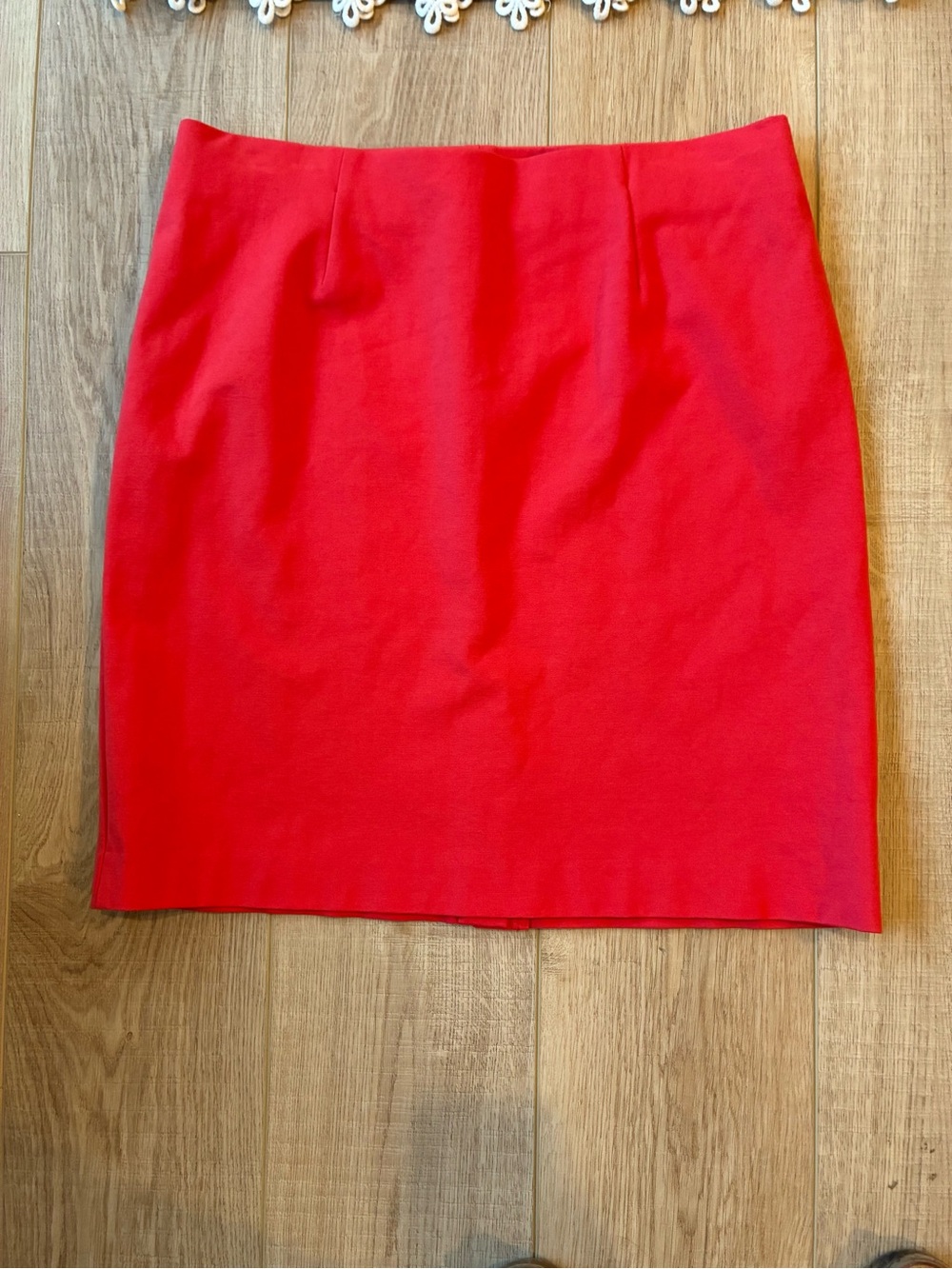 J Jill vibrant coral pencil skirt short stretchy silky fabric office summer M